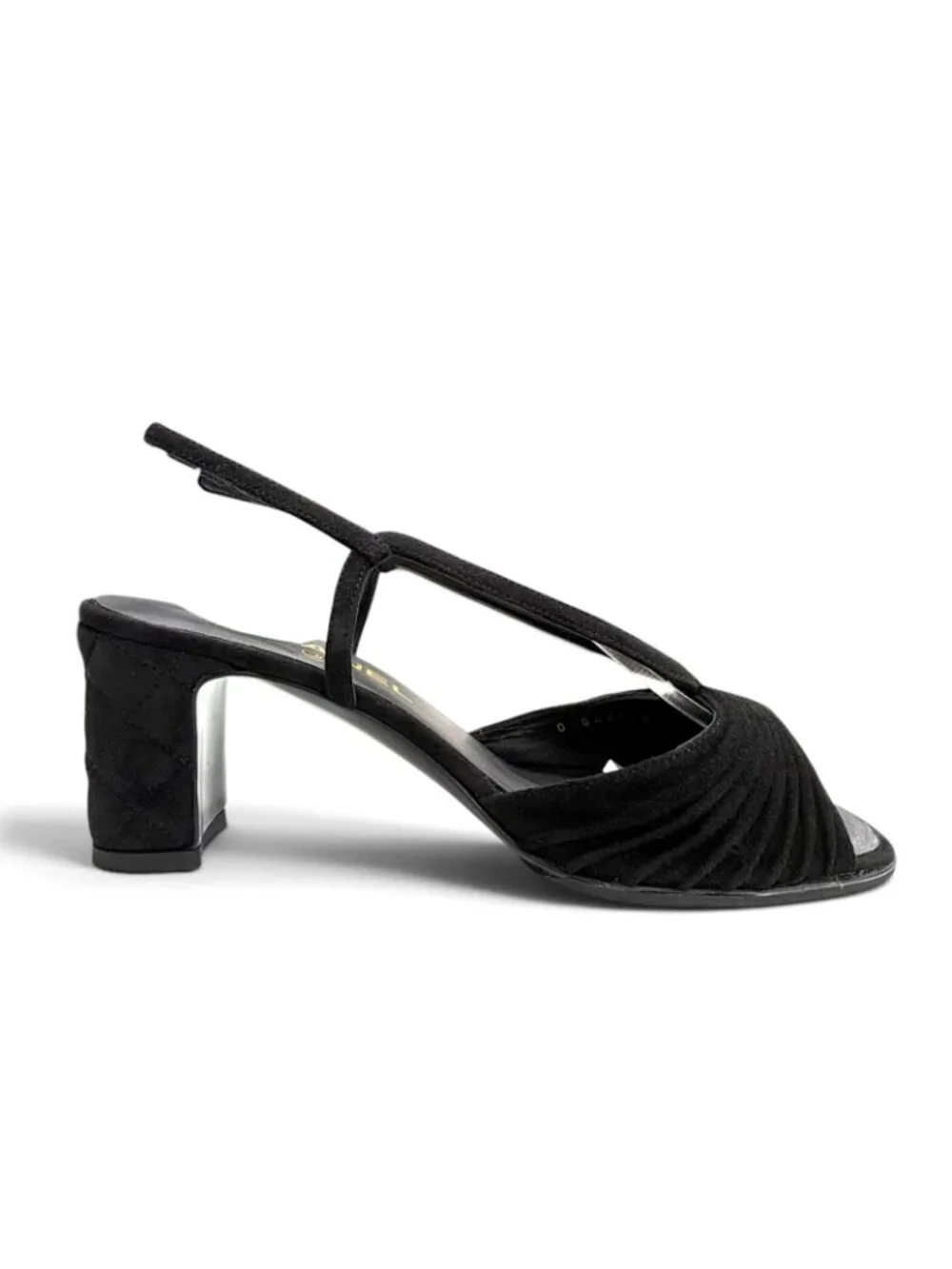 Chanel Suede Leather CC Logo Ankle Strap Open Toe Sandals Black